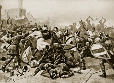 Esteban hecho prisionero en la Batalla de Lincoln, 1141, ilustración de 